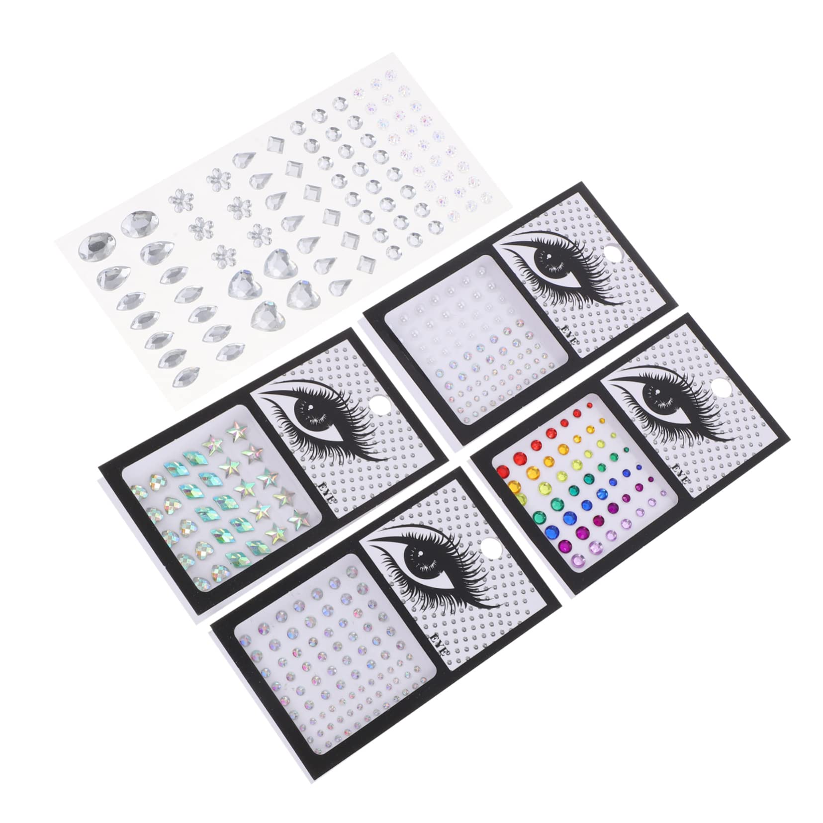 WOFASHPURET 5Sheets Face Rhinestones Stickers Facial Decors for Festivals Parties Makeup Self Adhesive Gems for Eye Body Decoration for Cosplay