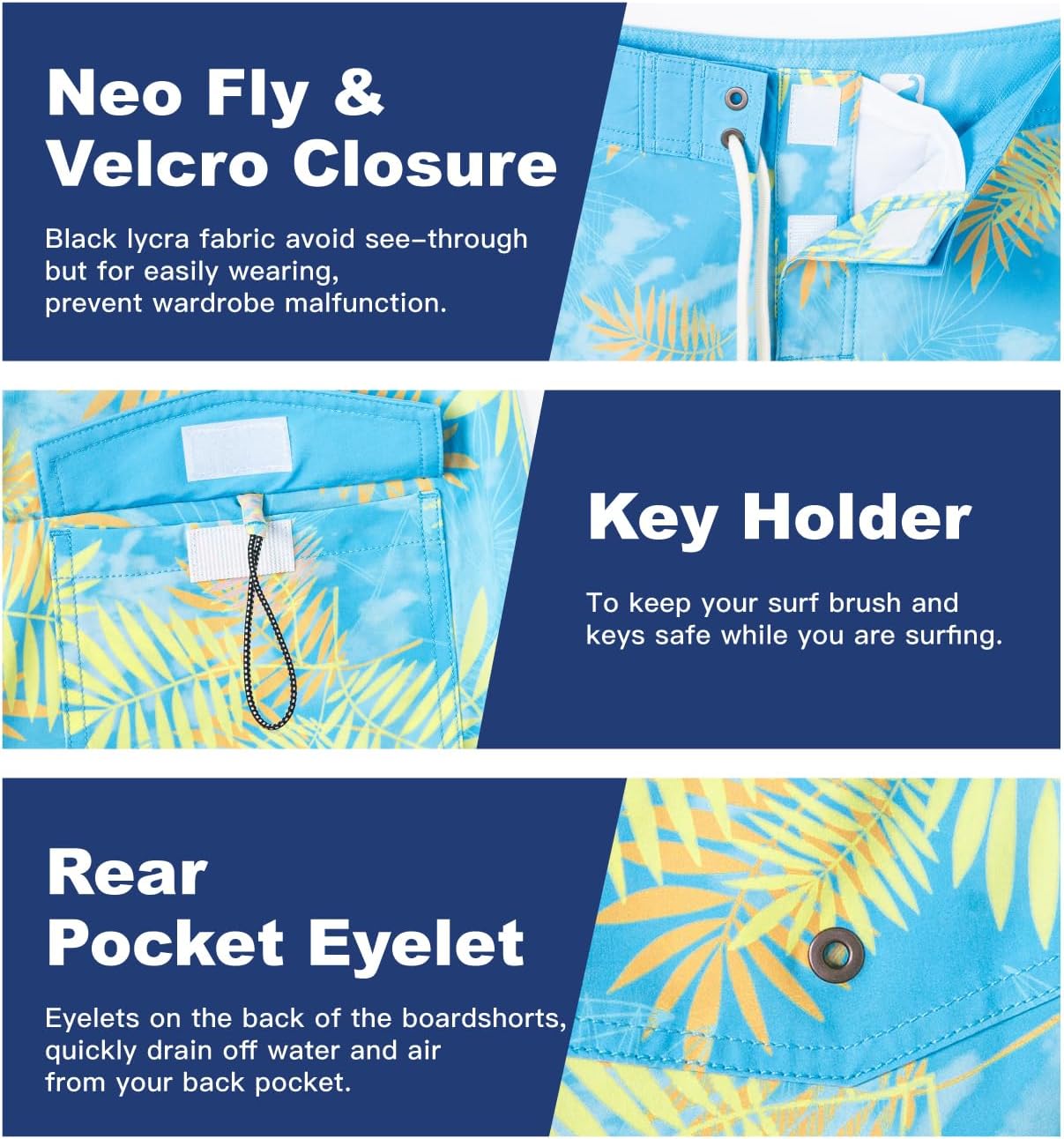 SURF CUZ Men's Board Short Beach Short 4-Way Stretch Swim Short