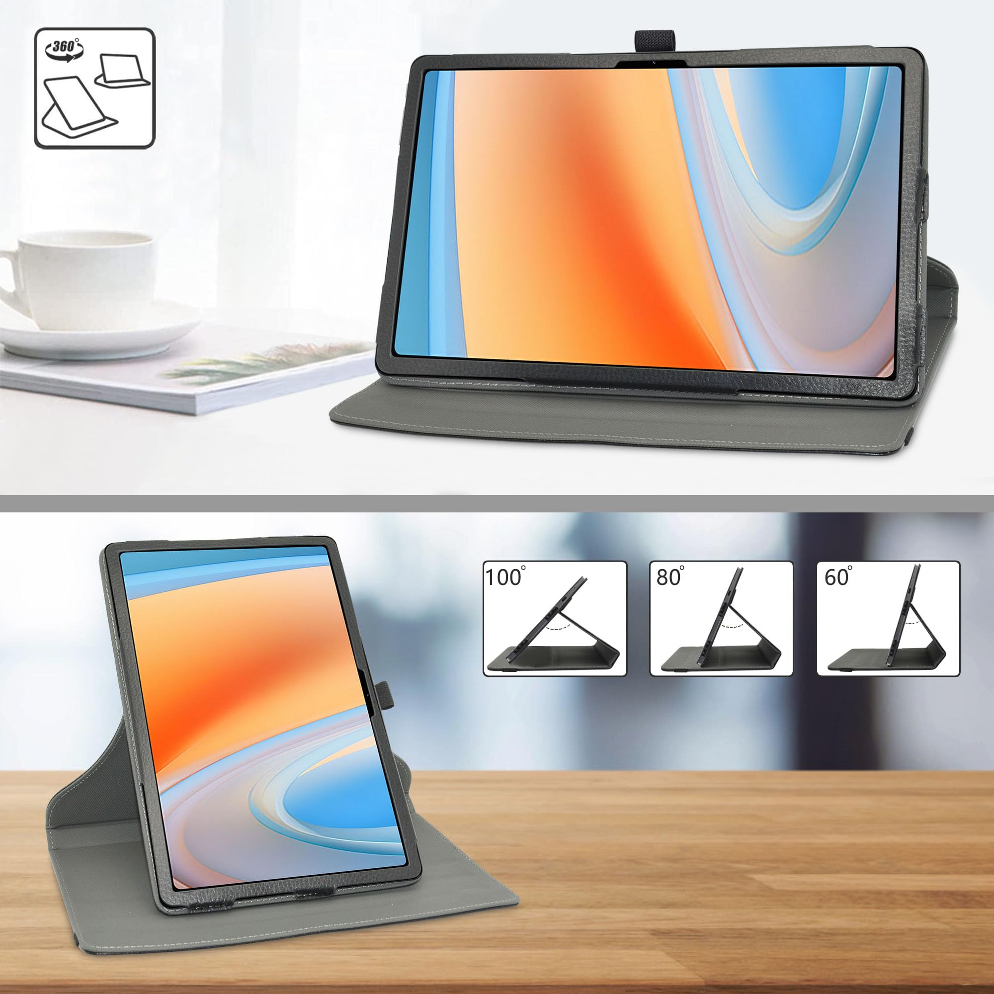 MAMA MOUTH Hülle Für Alldocube IPlay 60 Pad Pro 12.1 Zoll – 360° Drehbar, Lederoptik, Mit Ständerfunktion, Schwarz