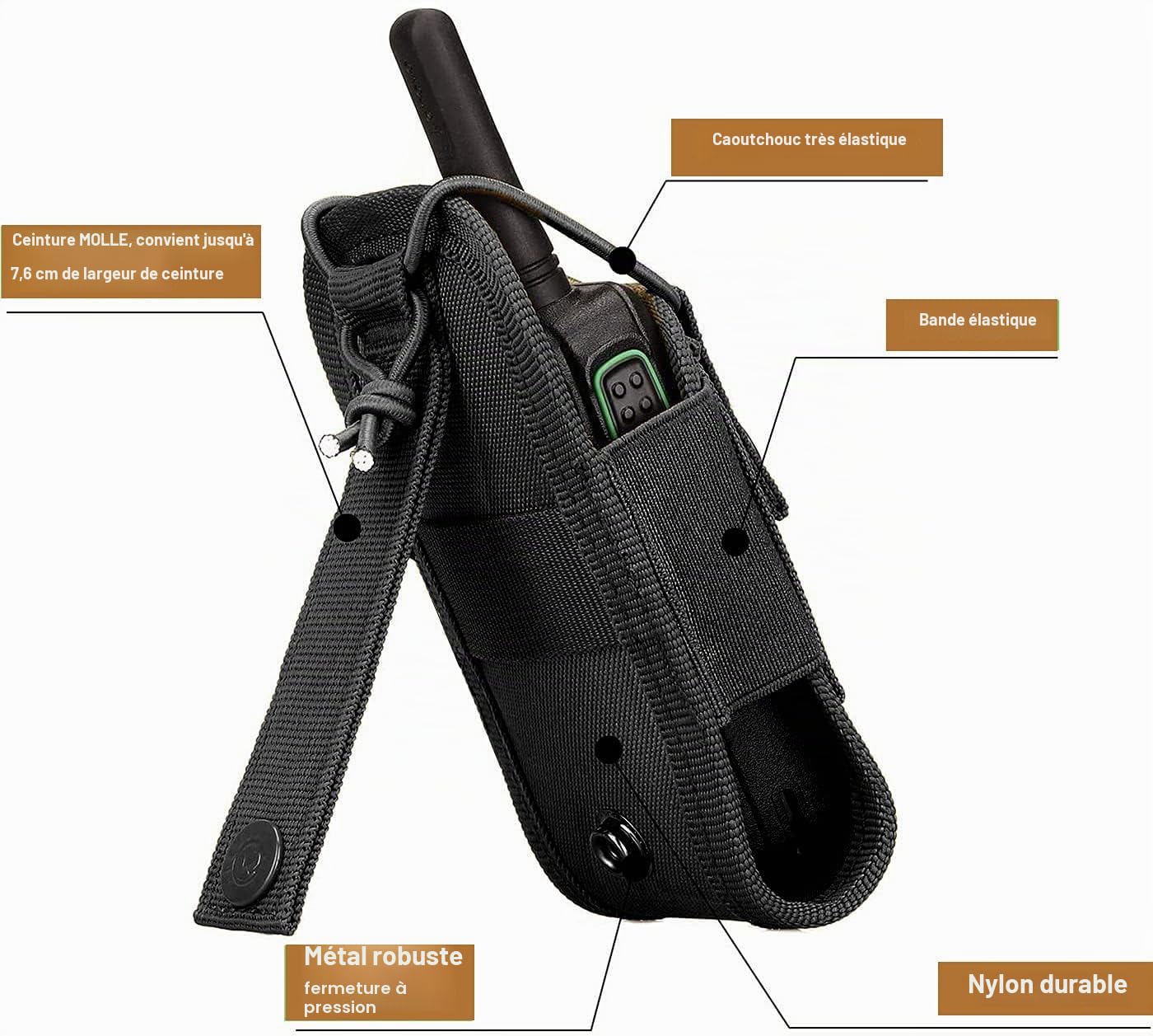Tactique Porte Radio Étui Radio PouchHousse Pochette Talkie Walkie Molle Support Radio Sac de Rangement pour interphone Sac pour Talkie walkie pour Radio Portable ou Talkie-walkie