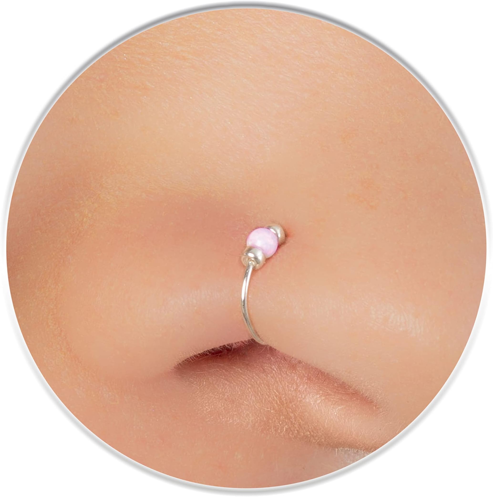 Silver Fake Nose Rings With Opal