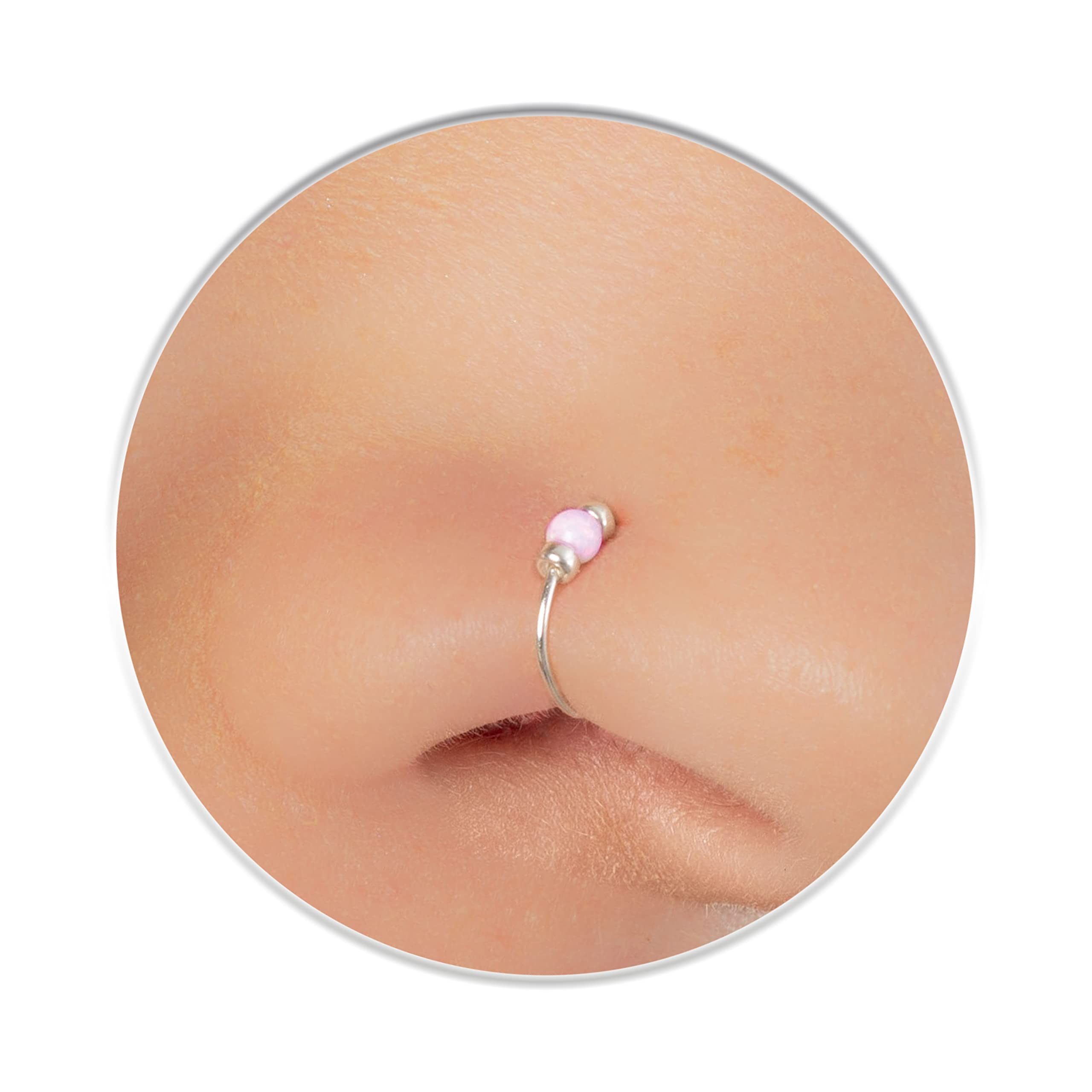 Silver Fake Nose Rings With Opal