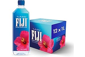 FIJI Natural Artesian Bottled Water: 100% Natural Electrolytes (1L Pack of 12)