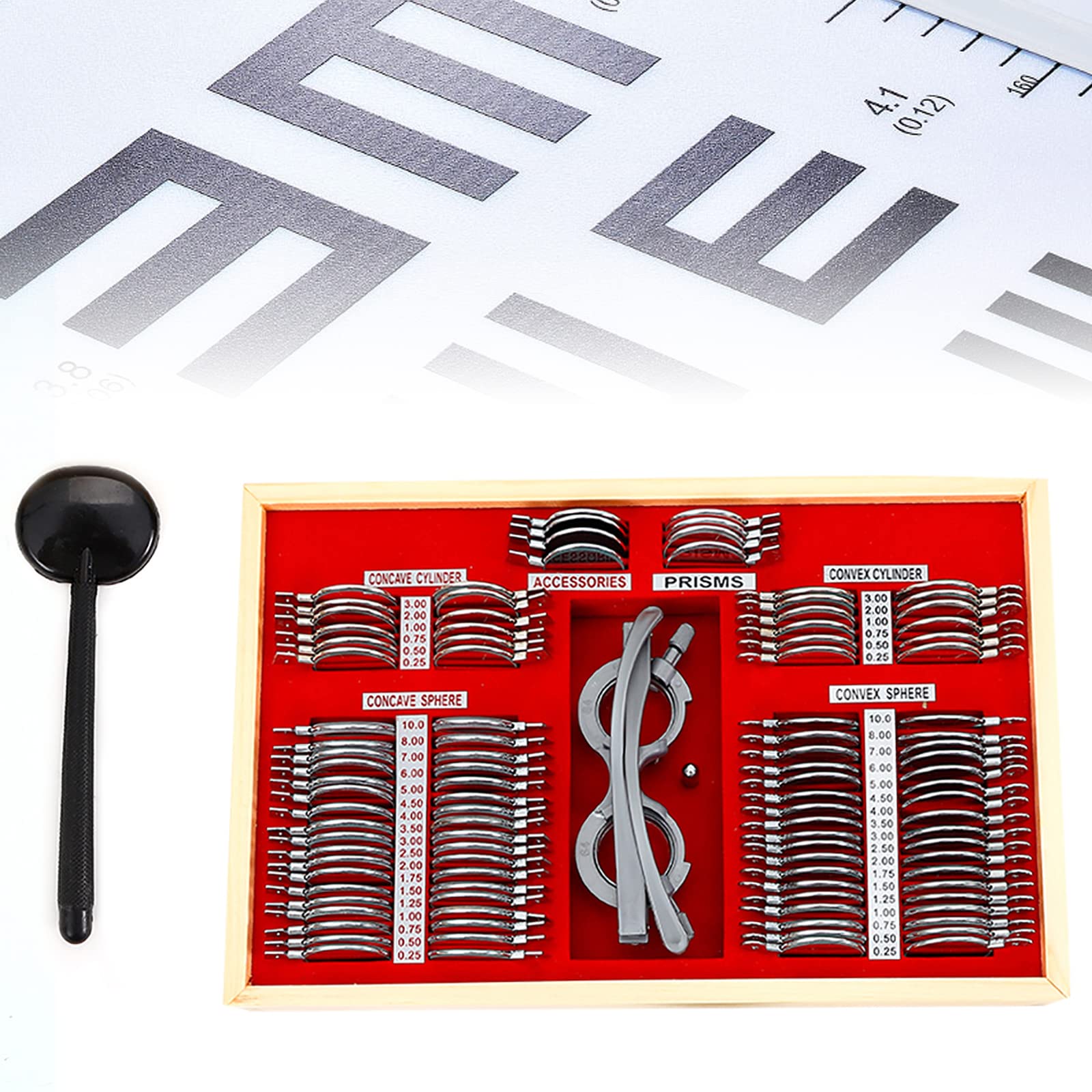 BAIODNB 104 PCS Optical Trial Lens Set,Optometry Kit Optometric Universal Optical Trial Frame,Optical Trial Lens Frame with Optometry Test Trial Frame