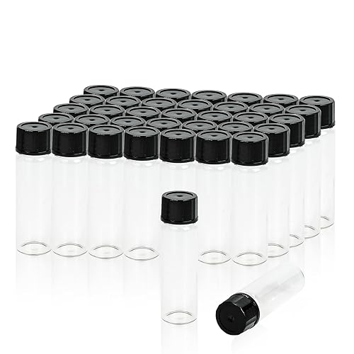 ALWSCI Viales de vidrio de 0.54 onzas, frasco pequeño de muestra líquida, viales vacíos de vidrio de borosilicato de 0.5 fl oz con tapas, 18-400