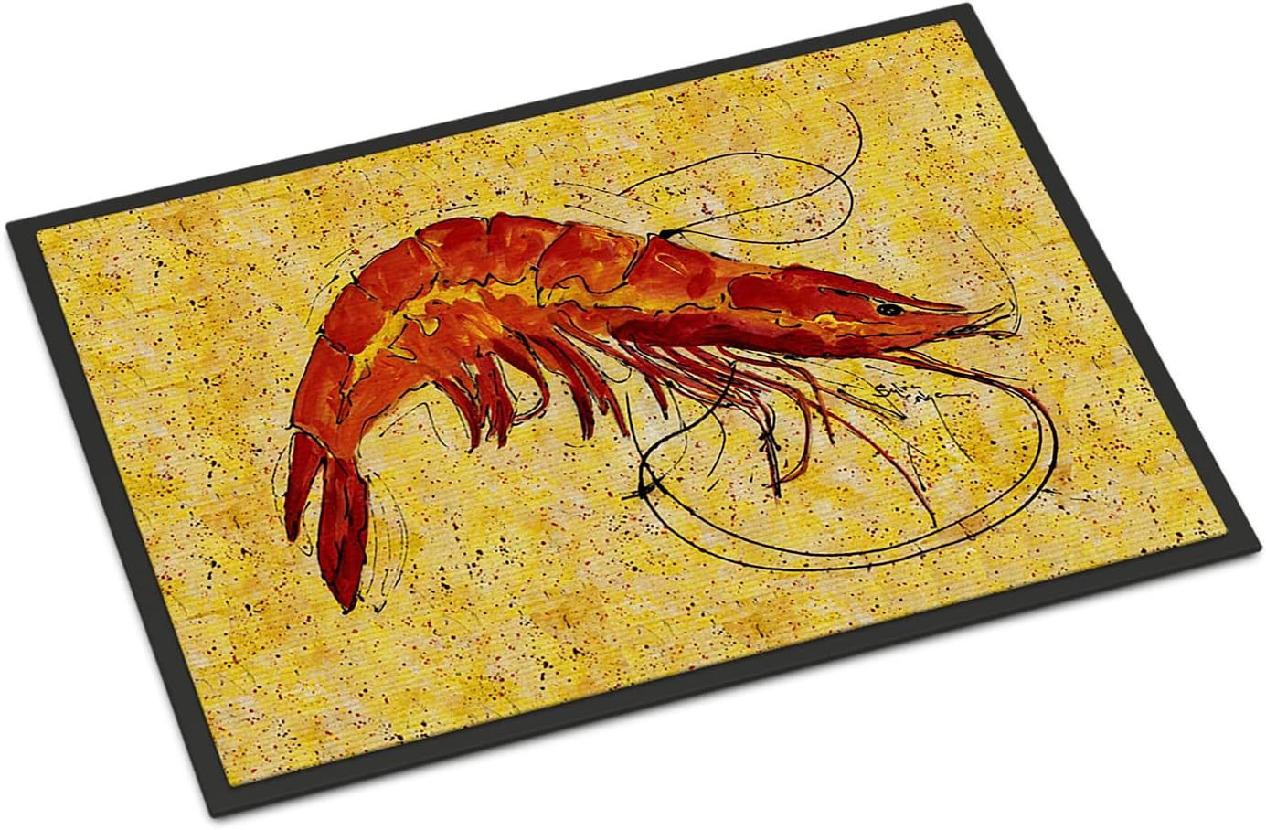 Caroline's Treasures 8126-MAT Shrimp Doormat 18x27 Front Door Mat Indoor Outdoor Rugs for Entryway, Non Slip Washable Low Pile, 18H X 27W
