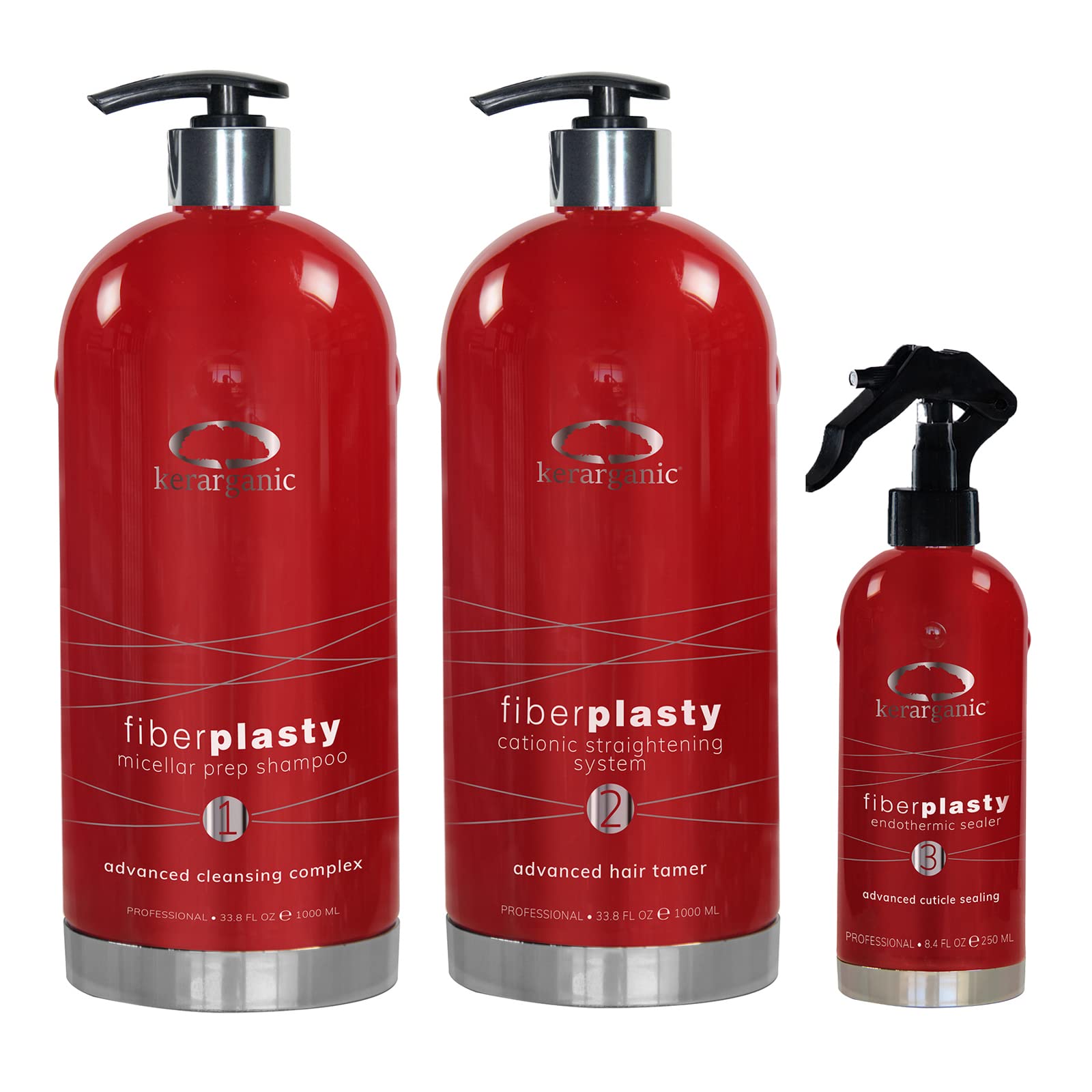 Fiberplasty Cationic Straightening System Set = Step 1 + Step 2 + Step 3 (33oz)