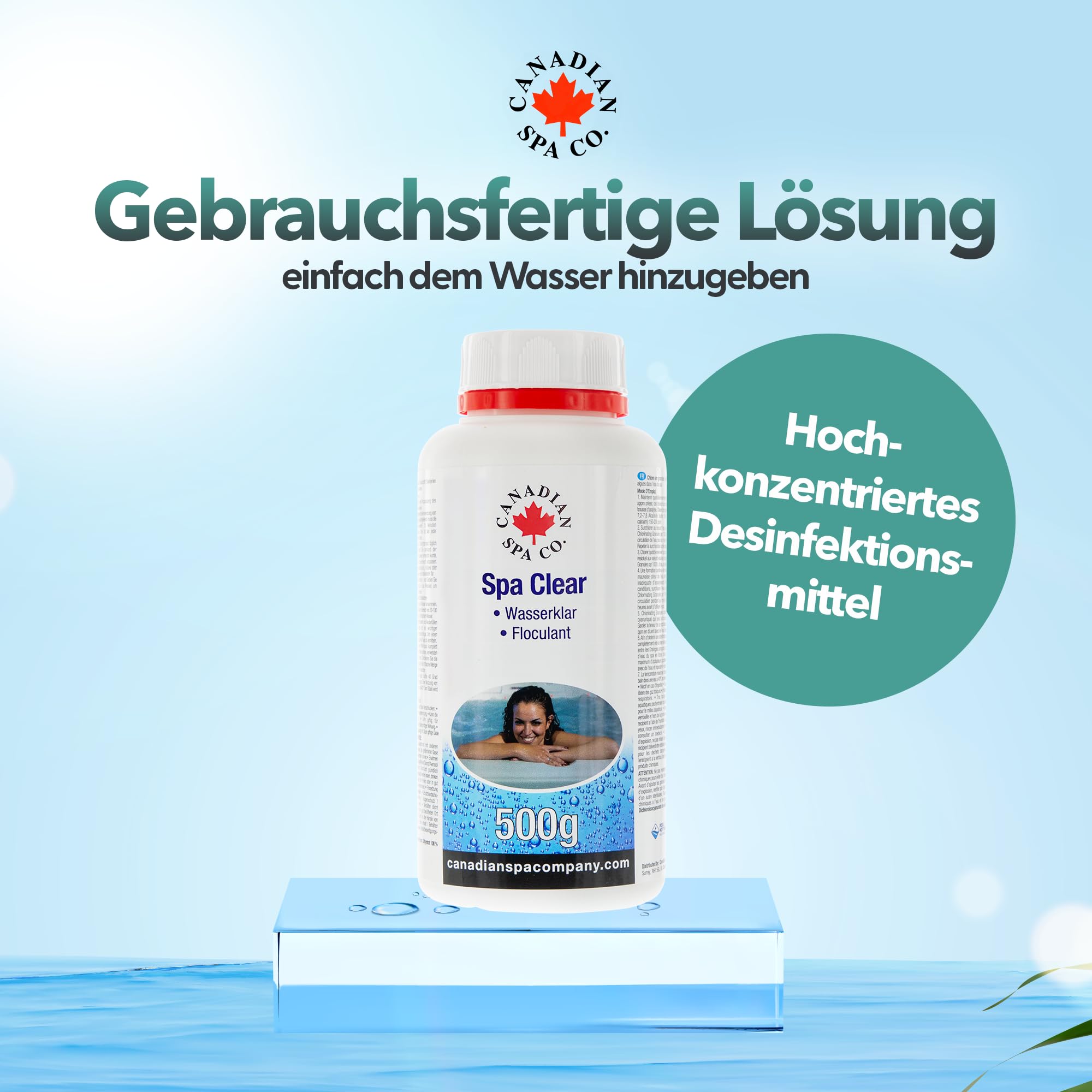 CANADIAN SPA CO. Hot Tub Clear 500 ml, środek klarujący do basenów zapewniający krystalicznie czystą wodę, zapobiega zmętnieniu, do wszystkich typów filtrów