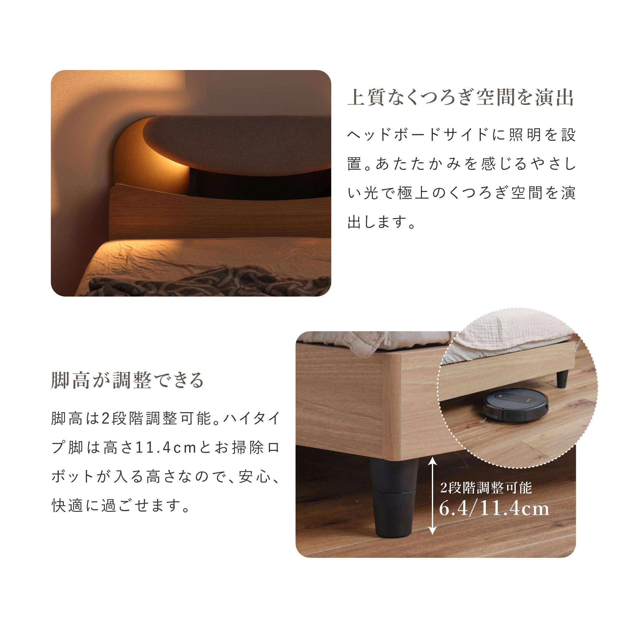 Amazon｜関家具(sekikagu) ベッド ダブル ベッドフレームのみ 棚付き