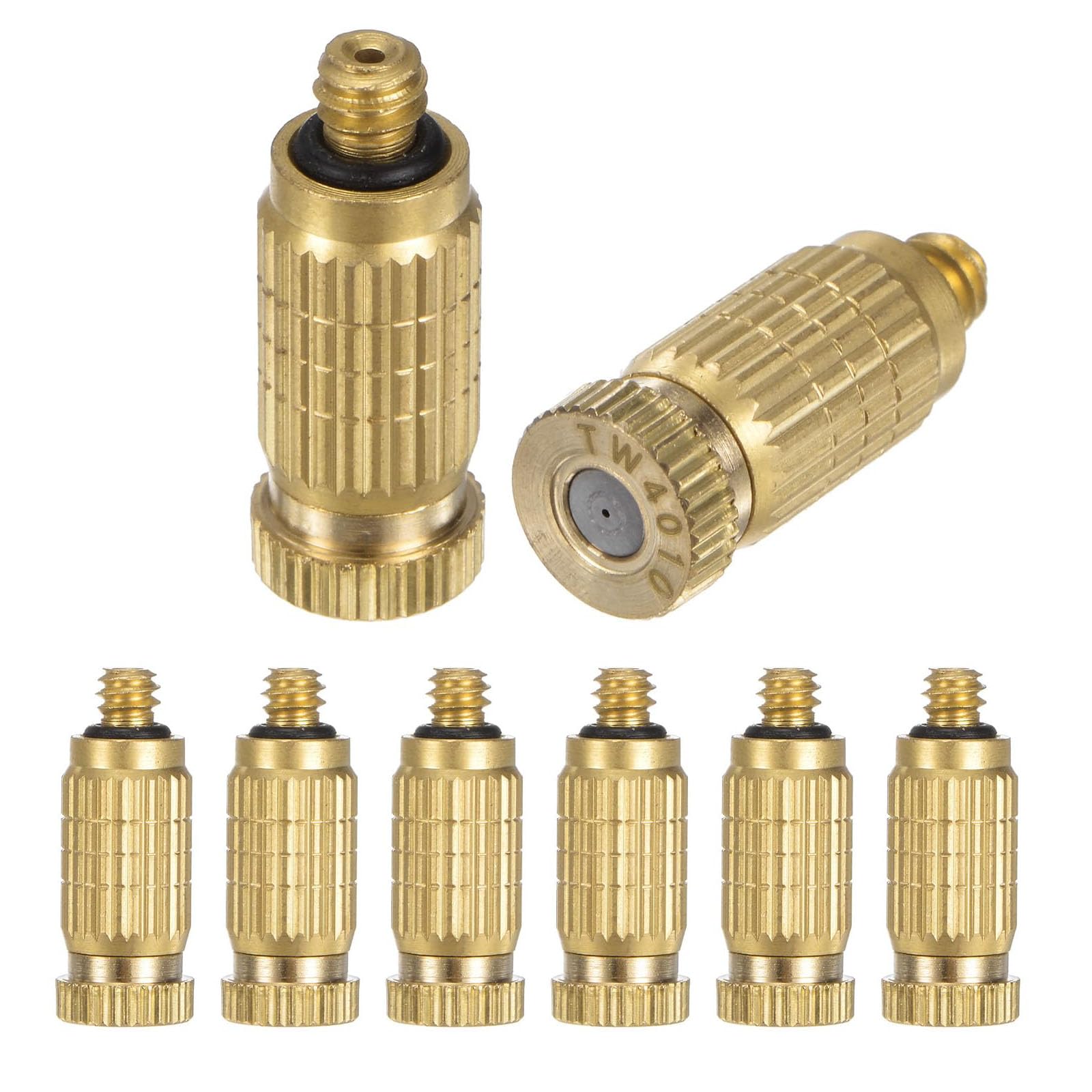 EZLUIYLDH 50pcs Brass Misting Nozzles Mister Replacement Nozzles for Outdoor Cooling System, Misting System Heads Sprayer 2 Sections Orifice Dia 0.5mm