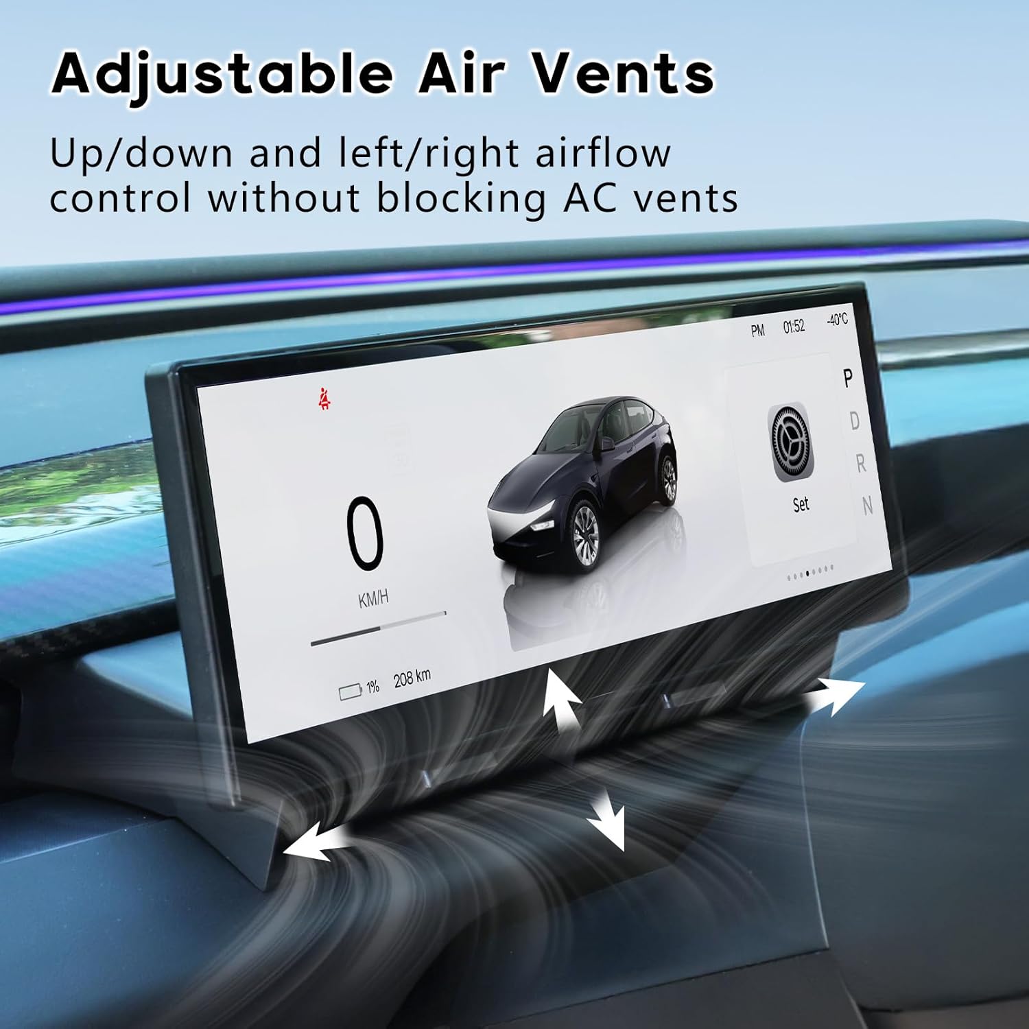 Adjustable air vents on the display