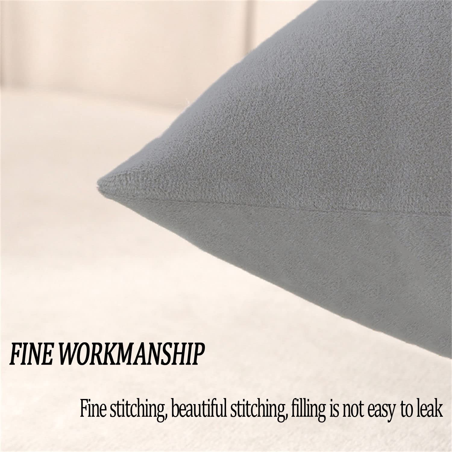 Federe Cuscini Velluto Copricuscini Quadrate Federe Cuscini, per Arredo Moderno Letto e Sedia (Grigio,50 * 50cm(Set di 6))