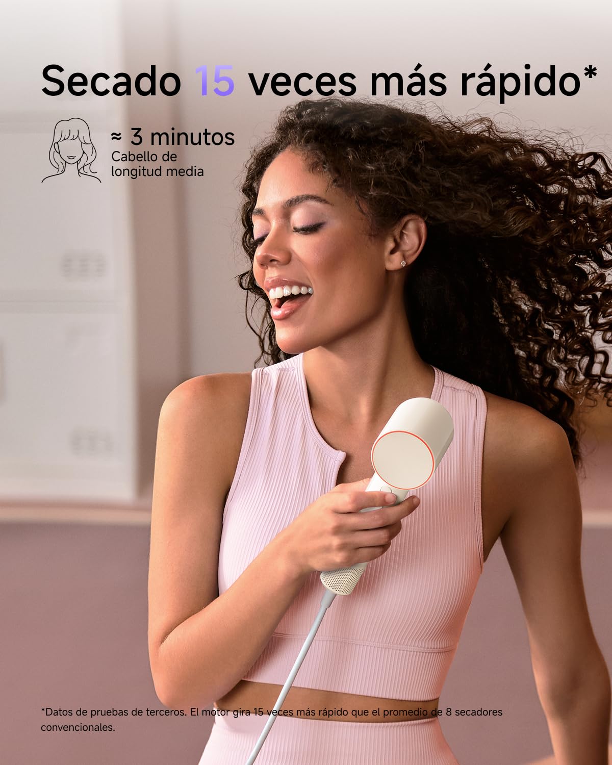 Laifen Air Secador de Pelo Ultra-Ligero 280 g, 200 Millones de Iones Negativos, Secado Rápide en 3 Min, Silencioso 60 dB con Modo Niños & Boquilla Alisadora, Ideal para Viajes (Beige Té con Leche)