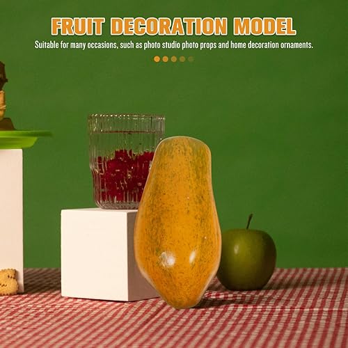 Miniatura 5 de PRETYZOOM Fruta artificial de papaya falsa modelo de papaya simulada, pegamento de poliuretano, modelo de fruta simulada para decoración de fiesta
