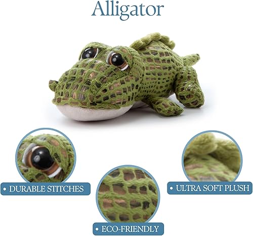 Miniatura 6 de The Petting Zoo Peluche de cocodrilo, regalos para niños, animales de zoológico de ojos brillantes, juguete de peluche de cocodrilo de 10 pulgadas