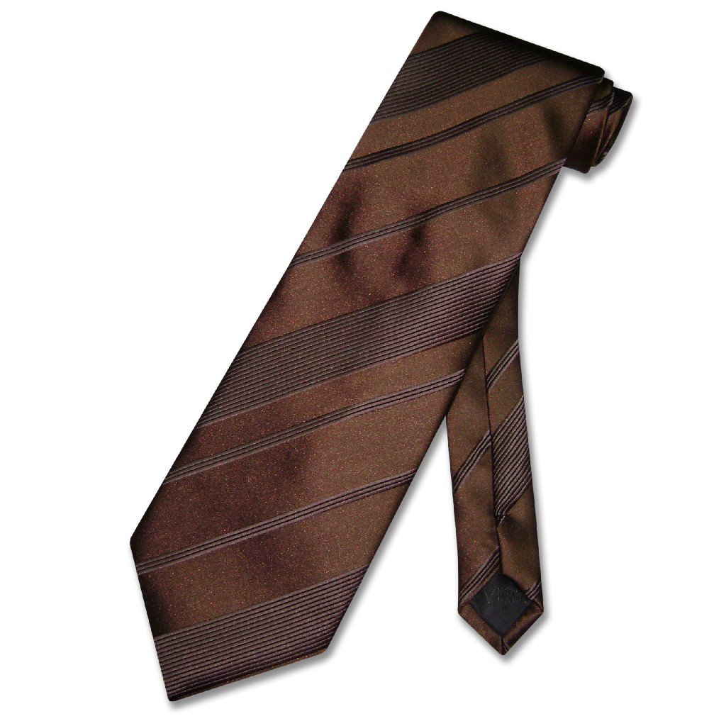 Vesuvio Napoli Necktie Dark Brown Woven Striped Design Men's Neck Tie