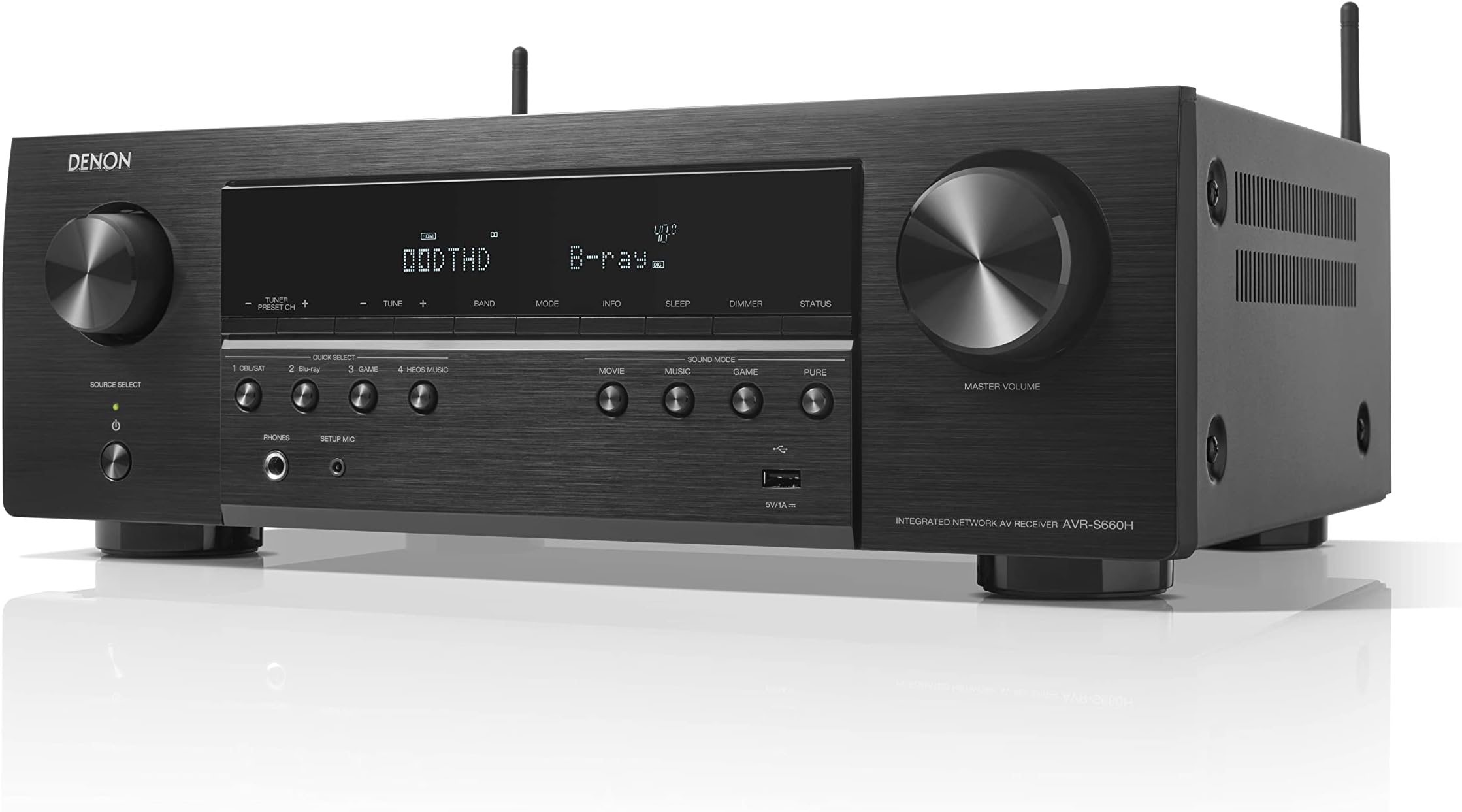 AVR-S660H 5.2 Ch AVR - 75 W/Ch, Advanced 8K Upscaling, 3D Audio - Dolby TrueHD, DTS:HD Master & More, Wireless, Built-in HEOS, Alexa, Receiver