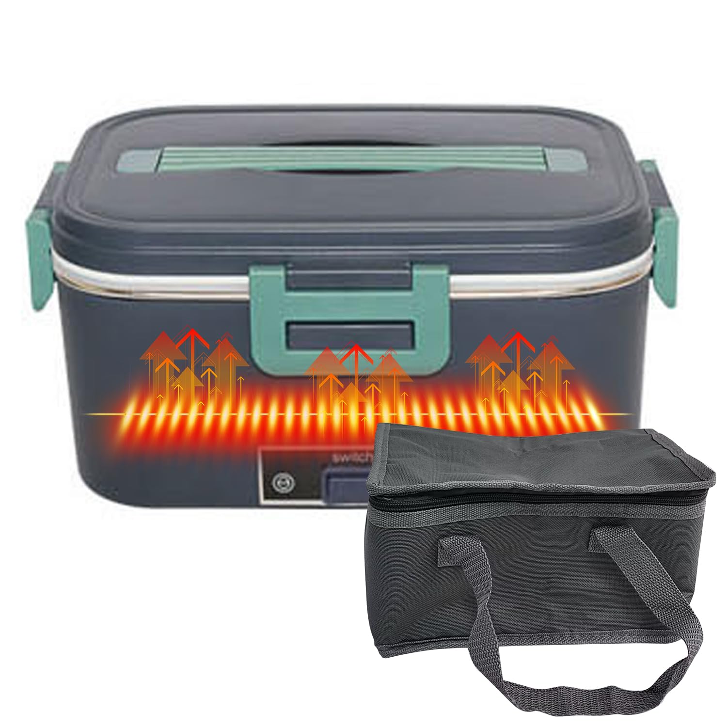 Electric Bento Box Large Capacity 1.8L No Need to Add Water Silent No Odor Double Structure Freshness Preservation Lunchware 12V/24V Vehicle Use Home Use with Partition Plate Leak-Proof Quick