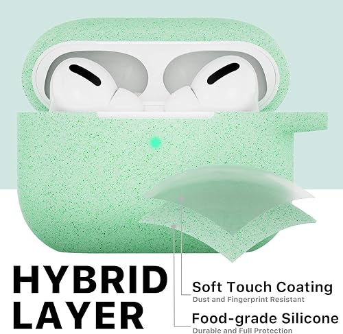 Miniatura 3 de Funda protectora de silicona con llavero, compatible con Apple AirPods Pro 2, LED frontal visible (verde brillante)