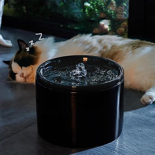 Miniatura 8 de Fuente de agua de cerámica para gatos de 33.82 oz1 litro, dispensador automático súper silencioso para beber mascotas con 7 filtros de repuesto,