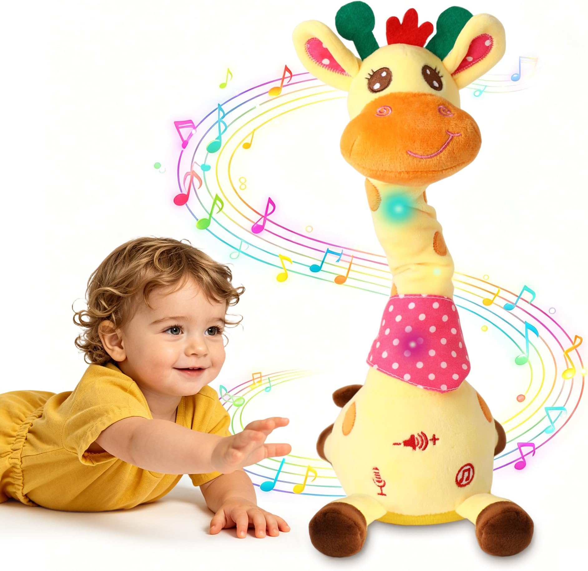 Talking Giraffe Baby Toy, Dancing Singing Repeating Tummy Time Toy | Singing Recording Repeats What You Say, Interactive Fun Gift for Toddlers 1-3 Year Old | for 6 7 8-12 Month Old Baby