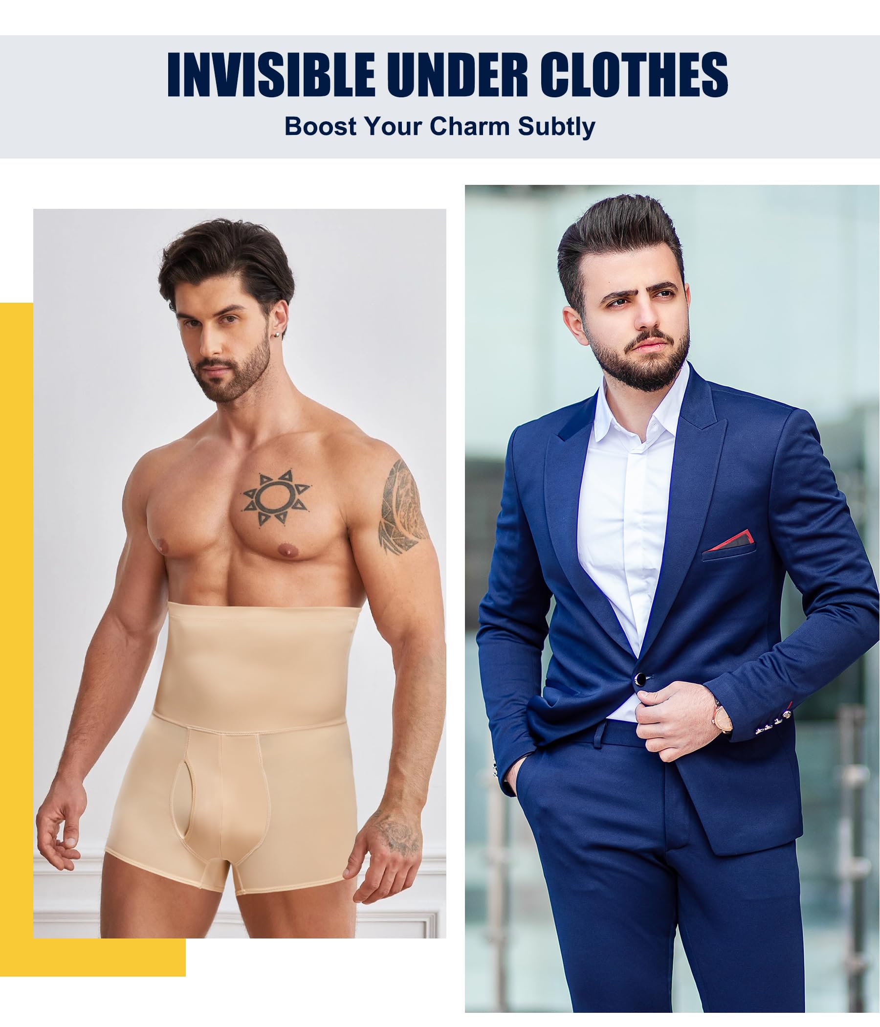 2 pantalones cortos de compresión para hombre, con control de abdomen, cintura alta, sin costuras, adelgazante, ropa interior moldeadora del cuerpo