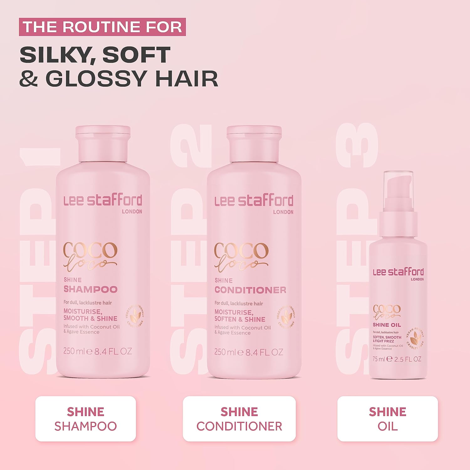 Lee Stafford Shine Hair Oil | Coco Loco Collection - Best Nourishing, Anti Frizz Styling Oil for Dry & Damaged Hair, Adds Moisture and Shine to Dull Strands, After Blowout Serum, 1.7 Fl Oz - Image 4