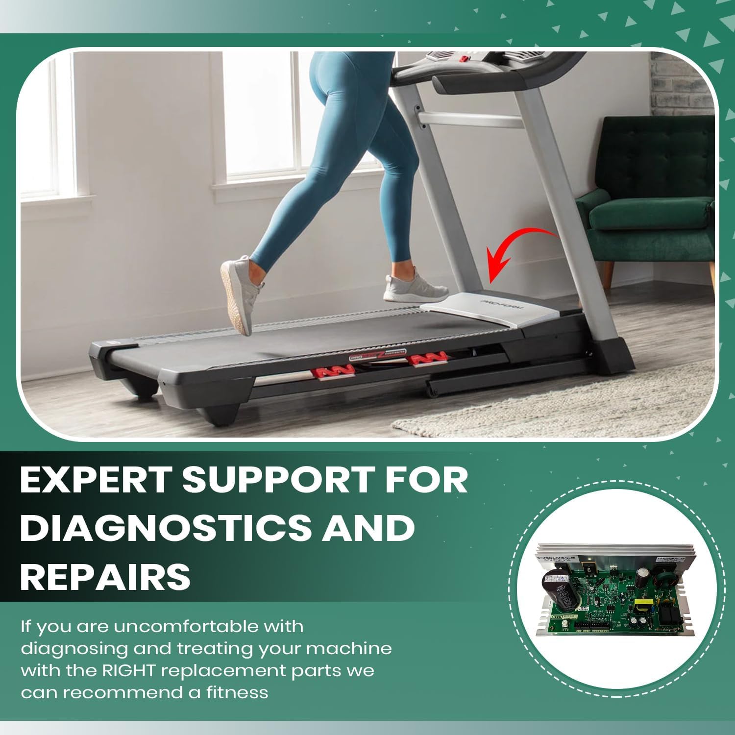 Lower Motor Control Board Controller MC1618DLS 398063 Works with Proform Epic Reebok Gold's Gym Healthrider Image Treadmill