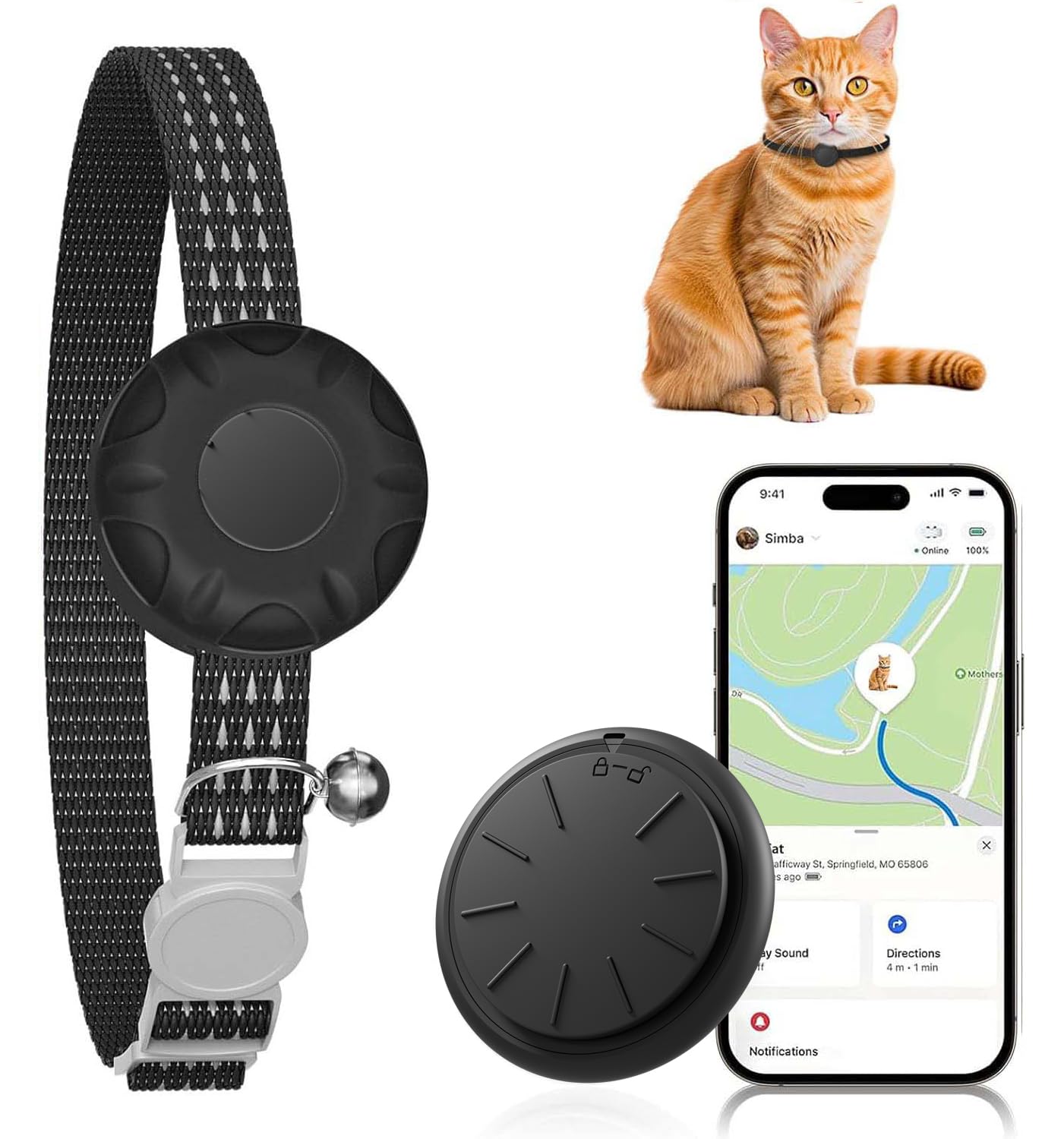 Photo 1 of Cat Tracker, Works with Any Collar,GPS Tracker Compatible with Apple Find My App (Only iOS), No Monthly Fee, Black Tracker