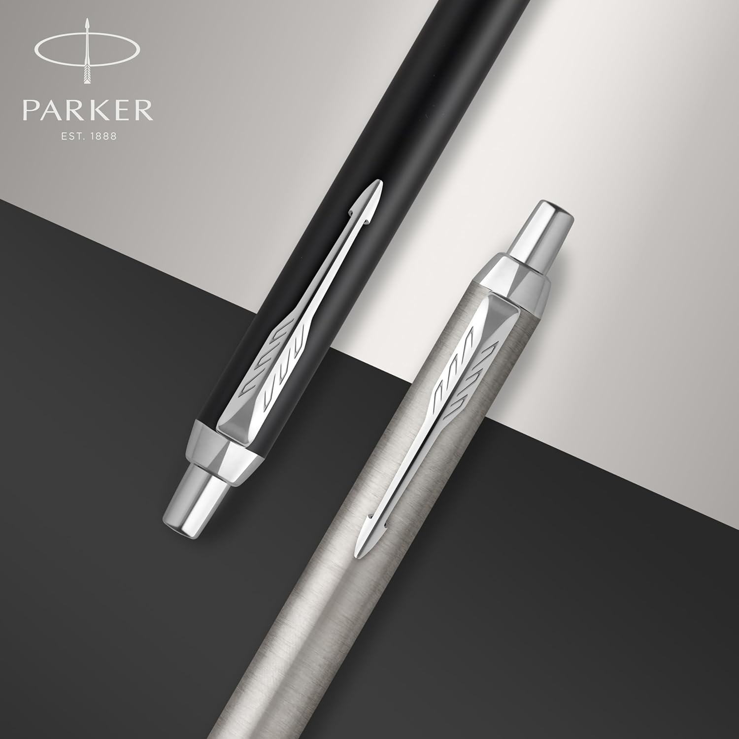 PARKER IM Ballpoint Pen | Matte Black with Chrome Trim | Medium Point with Blue Ink Refill | Gift Box