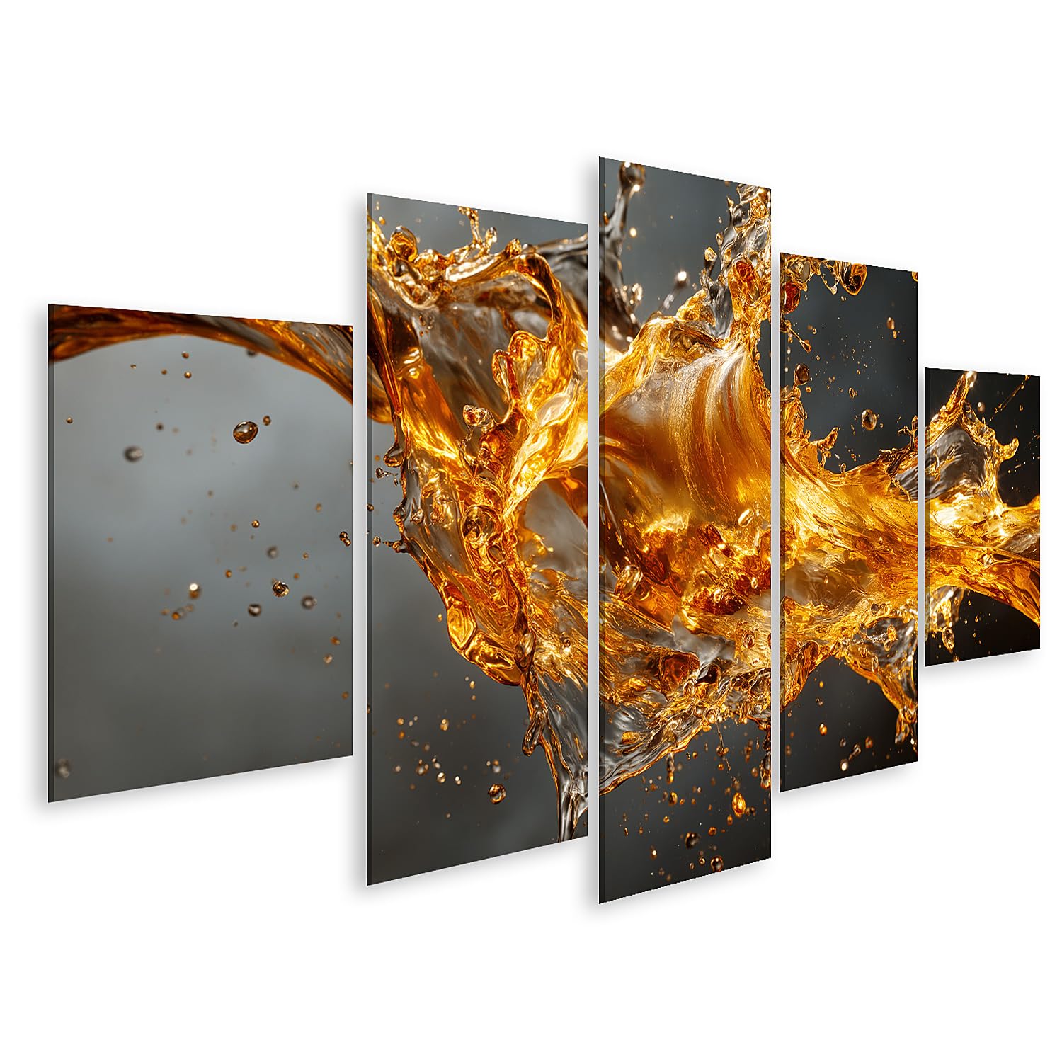 islandburner Bild auf Leinwand Faszinierender Goldspritzer Kunstdruck Wohnzimmer Für Kunstliebhaber - 5-teilig