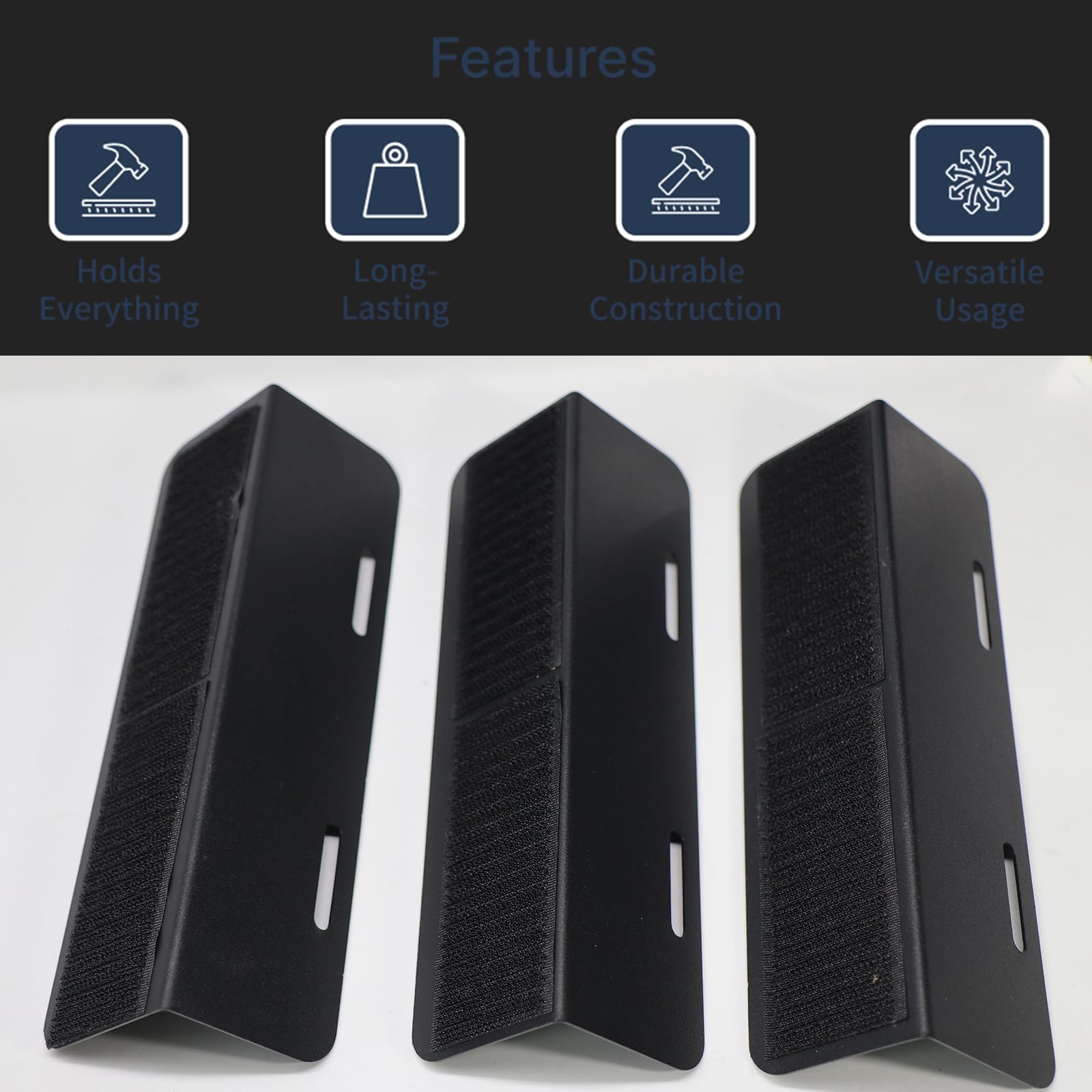 Organisateur De Coffre De Voiture - Lot De 3 Barres Anti-glisse - Velcro - Pour Berline, SUV, Break (Noir)