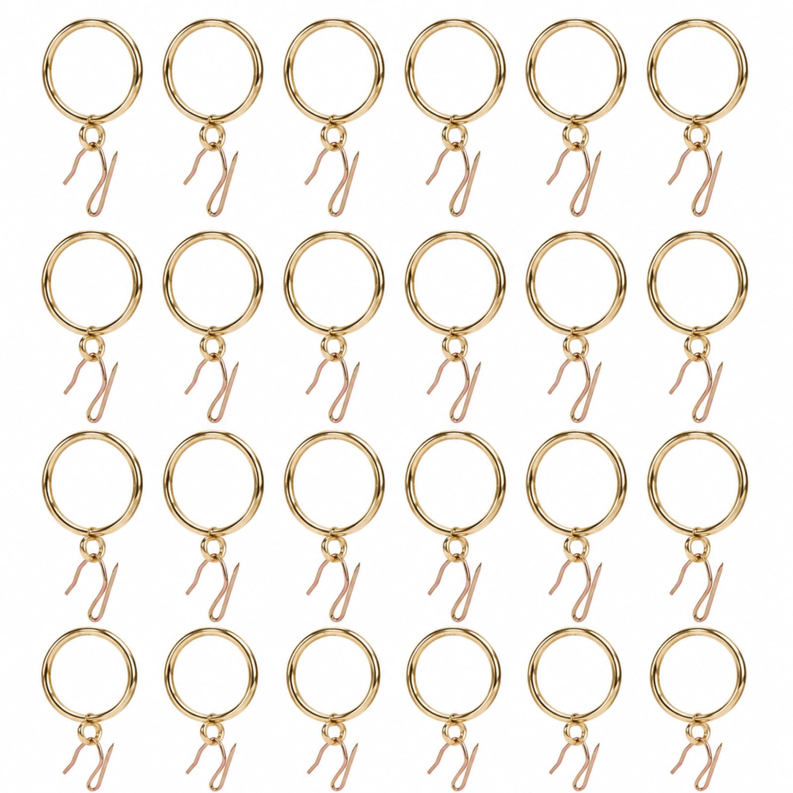 TXZWJZ Metal Curtain Rings with Hooks and Pinch Pleat Drapery Rings, 24 Pack, 25mm