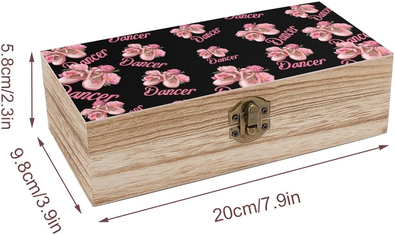 Dancer Ballet Shoes Wooden Box with Lid Storage Makeup Craft Jewelry Organizer Boxes Home Decor image 2