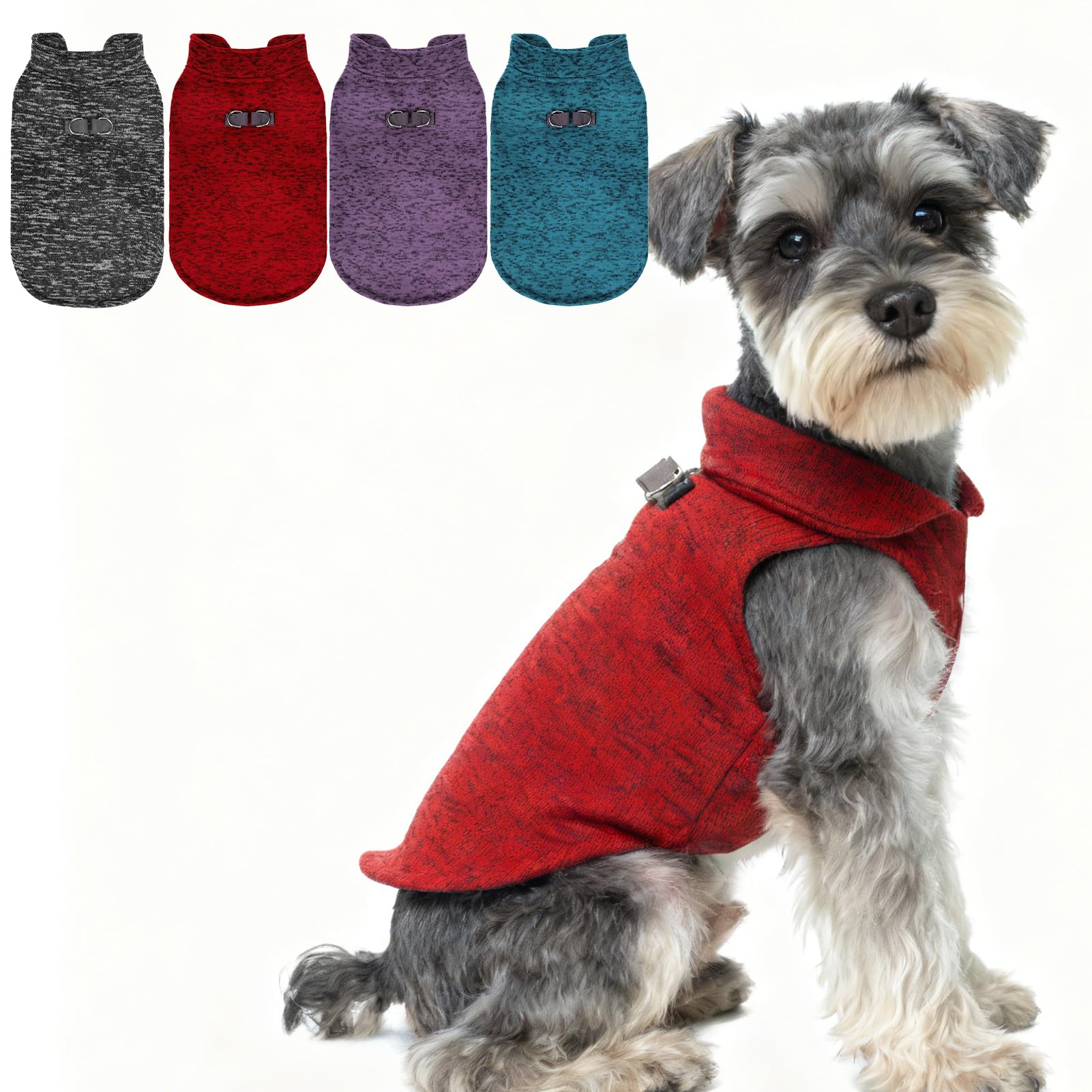 Pull en polaire rouge taille S avec anneau D pour chien