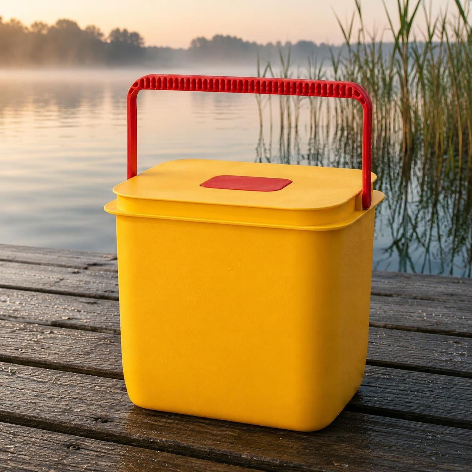 Secchio da Pesca Portatile Secchio Sedia Contenitore Cassetta Attrezzatura con Coperchio Sigillato in Polipropilene per Stivare Minuteria Lavaggio, Bianco, Extra Grande 21L