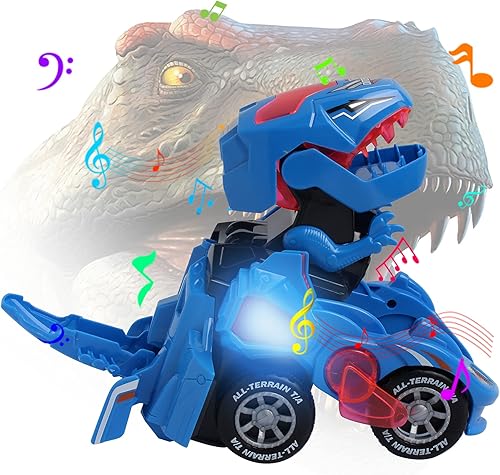 Miniatura 10 de Dinosaur Toys for 3-6 Year Old Girls Transforming Dinosaur Car with LED Light and Music Gifts for 3 4 5 6 7 Year Old Girl (Red)