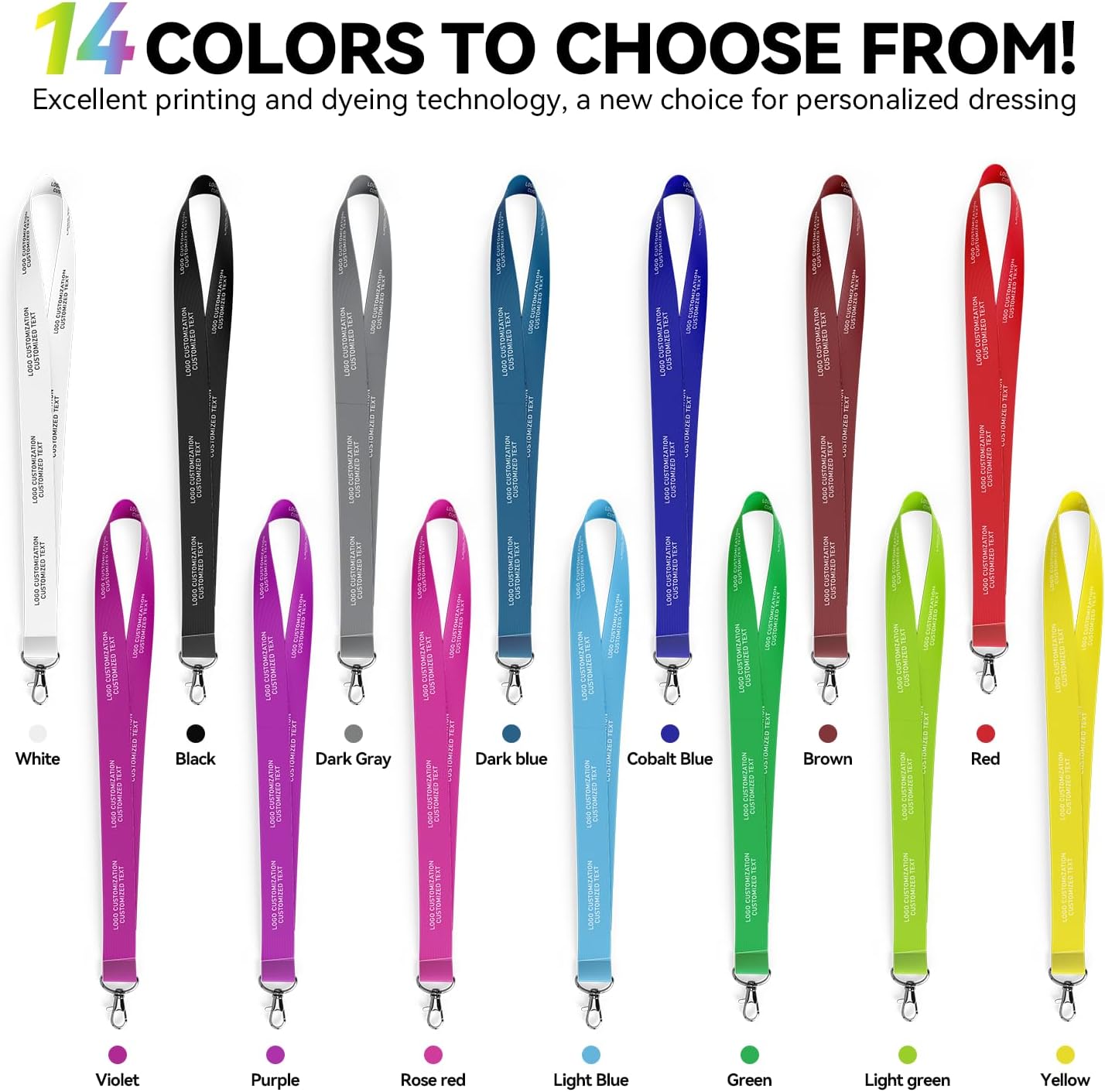 Q&K Personalized Lanyards, Custom Lanyards, 30/50/100 Pcs Customized Neck Strap with Photo Logo Text, Personalized Neck Lanyard for ID Card Badge Holder, Keychain, Teacher, Office, Business etc