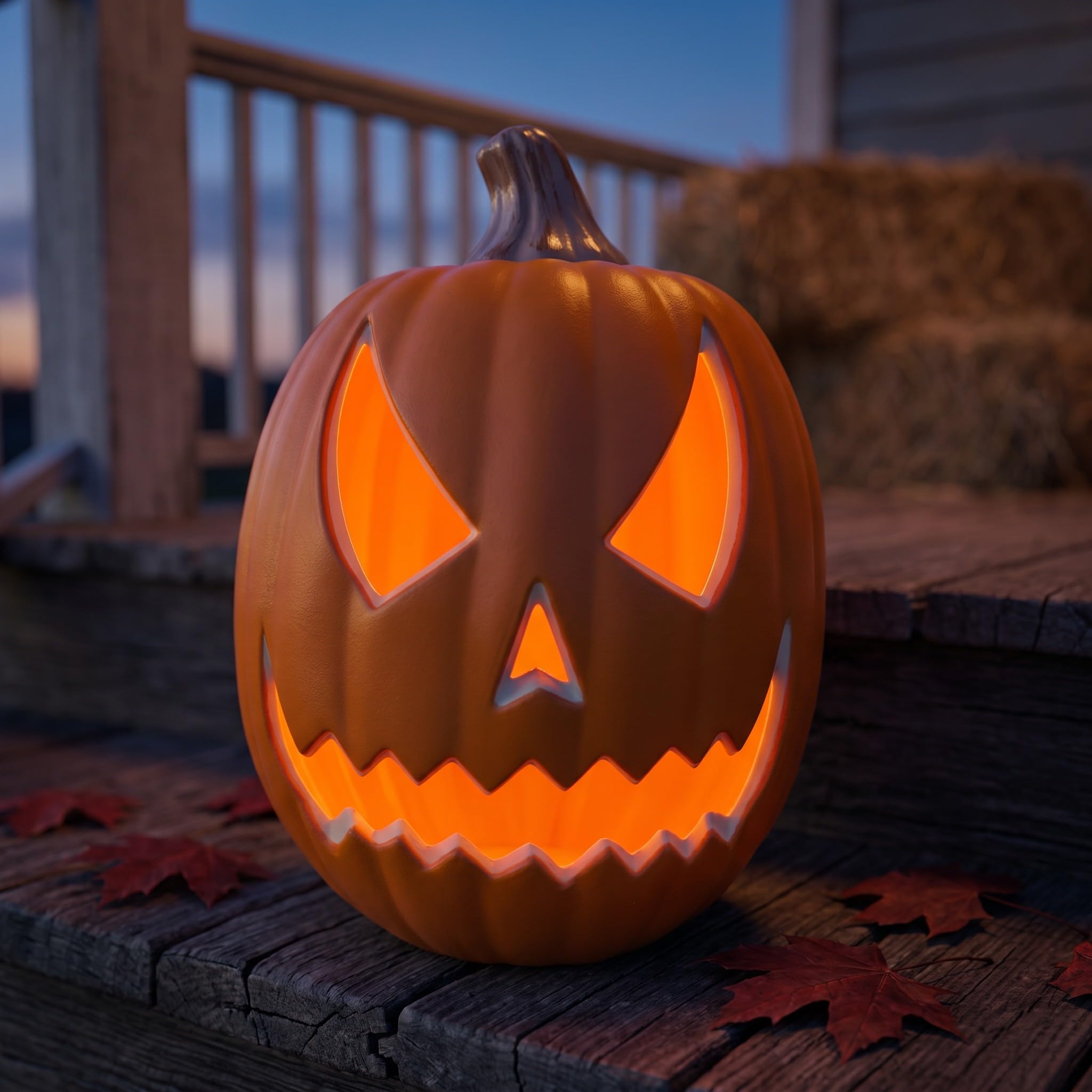 OSALADI Latarnia dyniowa na Halloween - Jack-O Lantern z diodami LED | Plastikowy lampion w kształcie dyni na Halloween, dekoracja okienna, bez baterii, 11,8 x 8,7 x 8,7 cala