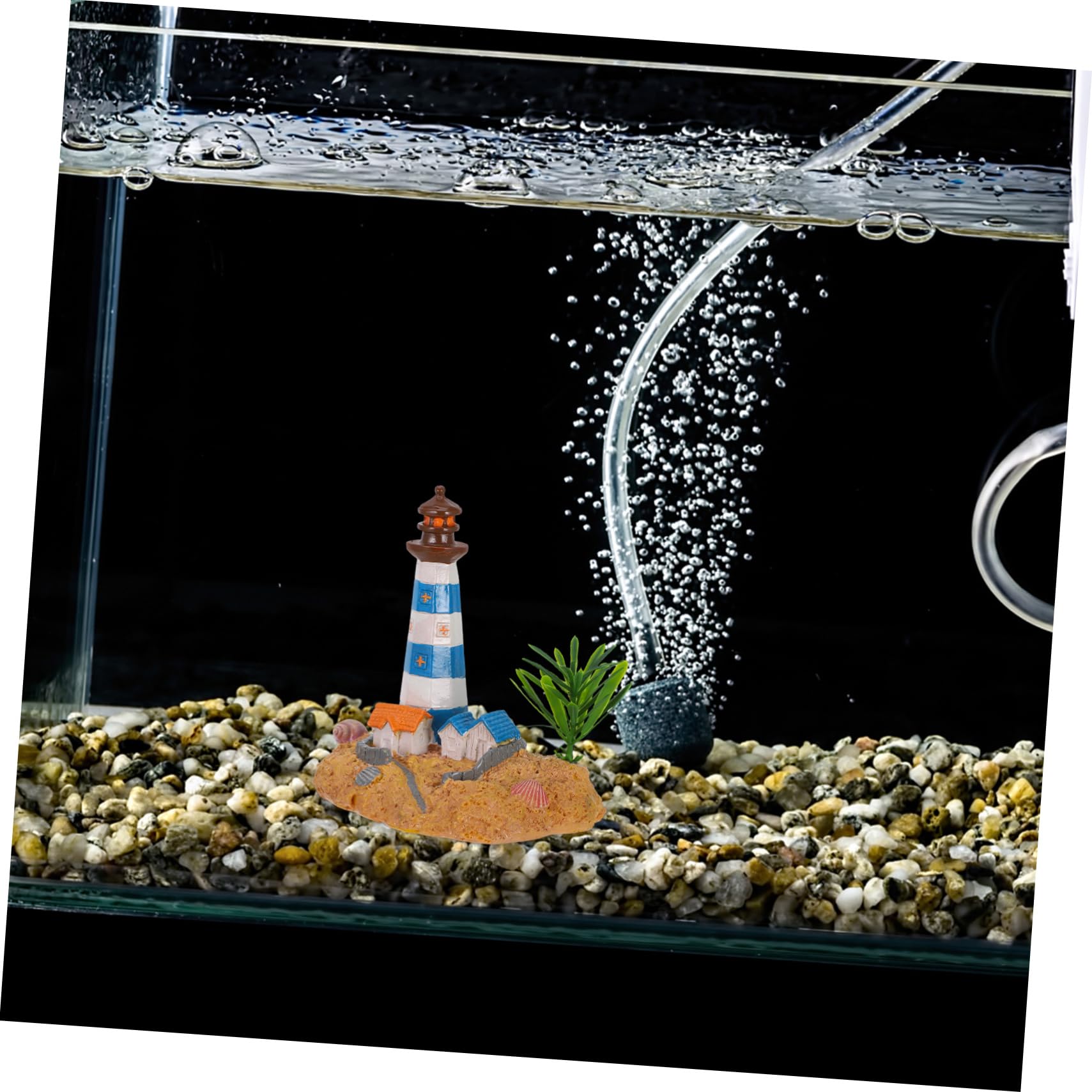 OUNONA 2 Pezzi Di Ornamenti Per Acquario Decorazione Acquatica Per Acquario Decorazione Costiera Ornamento Da Tavolo Per Acquario Castello Faro Nautico Acquari A LED Ornamento