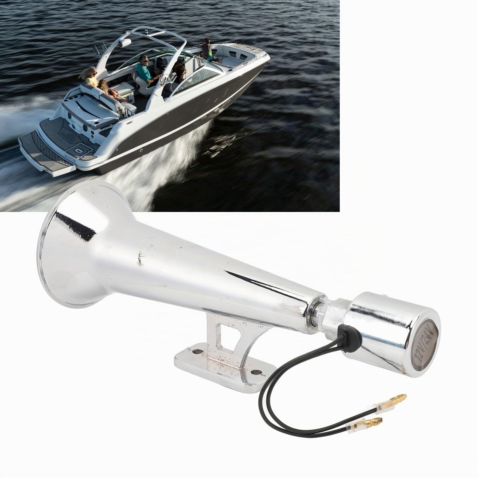 Tromba d'aria forte universale da 150 dB, fischio del treno in metallo in acciaio inossidabile argento per 12V 24V DC auto camion SUV moto barca yacht RV Bus
