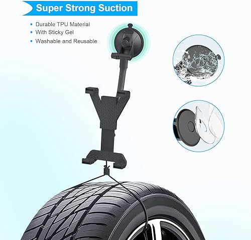 Miniatura 6 de Soporte para tablet de coche, extensión de cuello de cisne de brazo largo, soporte de parabrisas para iPad Pro Air Mini para SUV, camión, vehículo