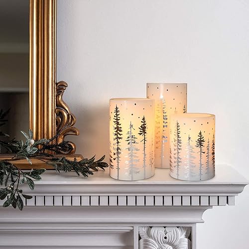 Miniatura 5 de CRYSTAL CLUB Velas de Navidad sin llama, velas LED de día festivo, funciona con pilas con control remoto y temporizador, vela LED realista con