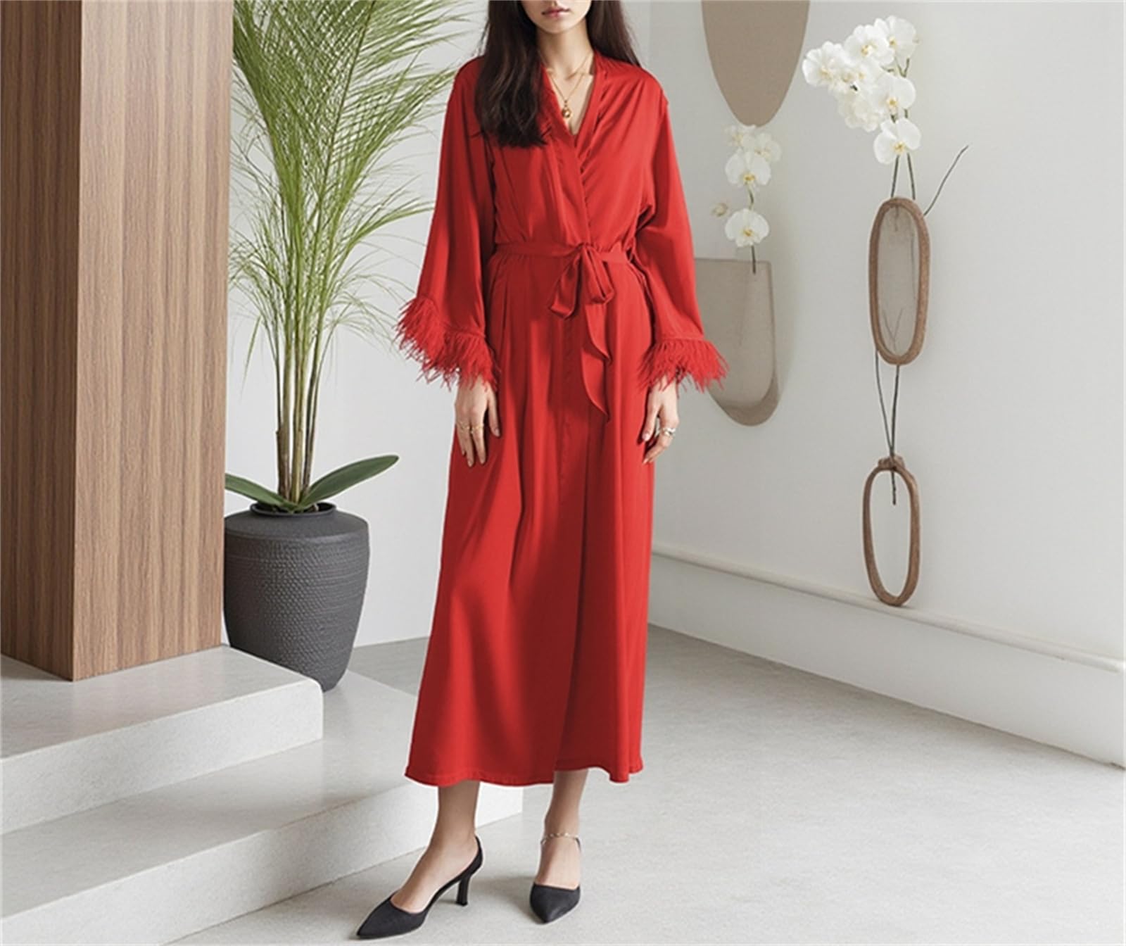 Robe kimono longue en satin soyeux pour femme pour mariée et demoiselle d'honneur, vêtement de nuit léger pour le quotidien
