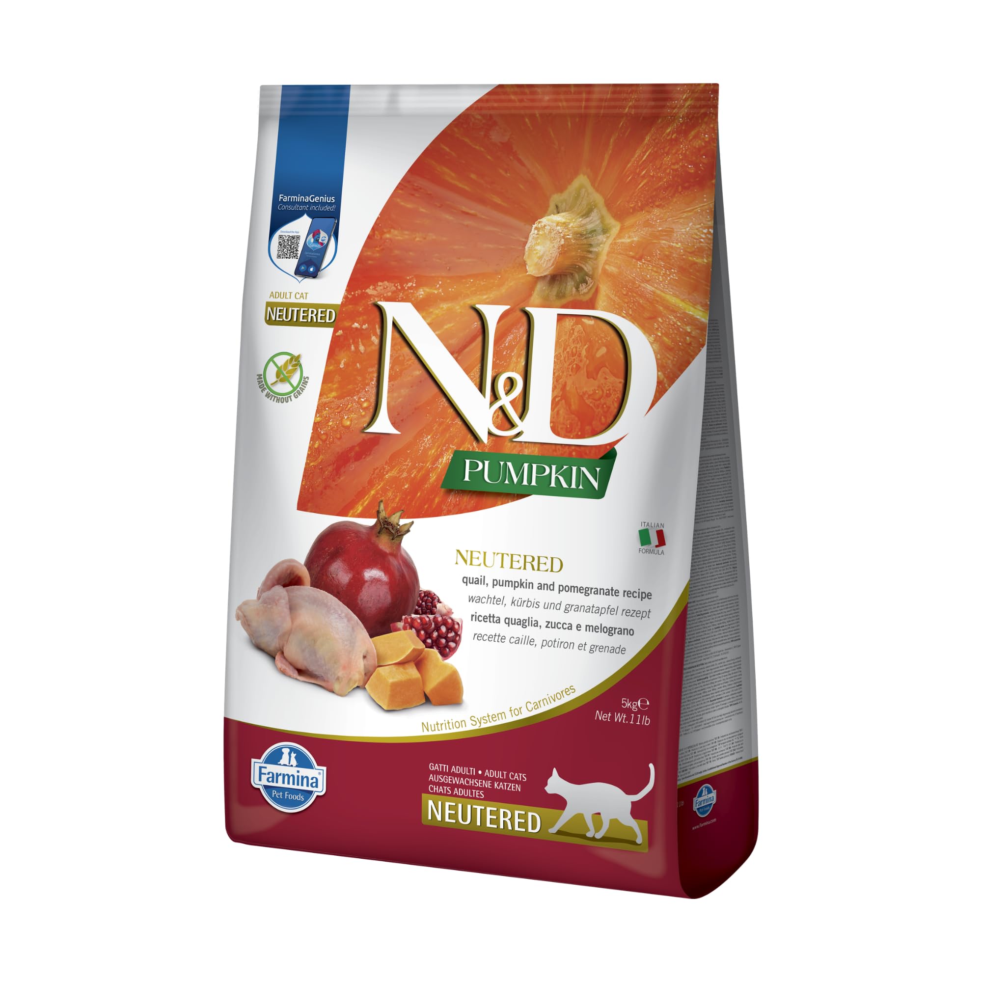 N&D Pumpkin Cat NEUTERED Quail 5 KG
