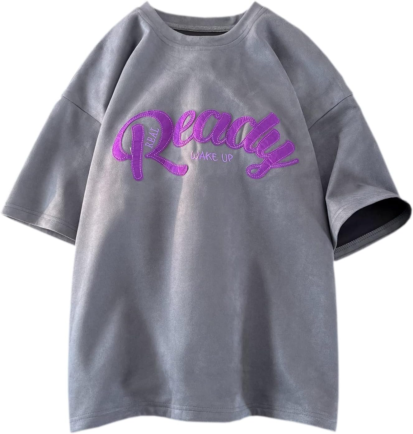 Camiseta de manga corta con cuello redondo, estampada, de algodón