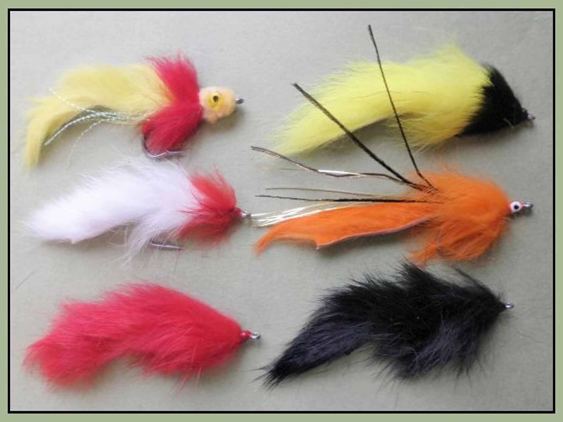 6 Pack of Pike Fishing Flies, Mad Mullet, Bunnies, Zonkers and Pumpkin, Choice of Sizes (2/0)