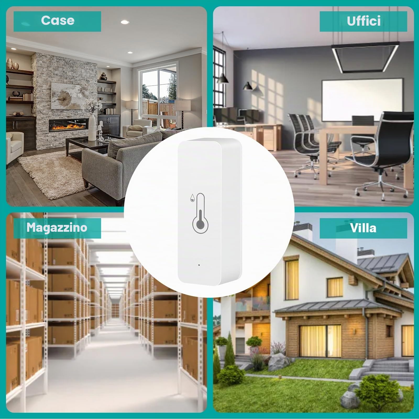 Jadeshay Termometro Igrometro Smart WiFi,4 Pezzi Sensore di Temperatura e Umidità per Interni Esterni con Notifica Tramite Tuya per Monitoraggio Remoto,Controllo Vocale via Amazon Alexa