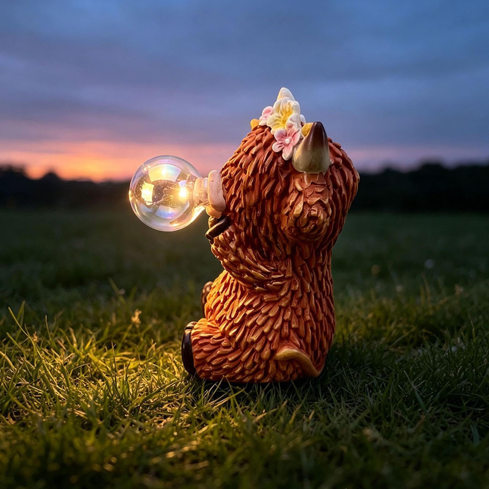 Estatua de vaca para jardín exterior | Figuras de animales solares de resina con luz solar e impermeables - Estatua para jardín interior y exterior - para alféizar de ventana, escritorio, balcón, por