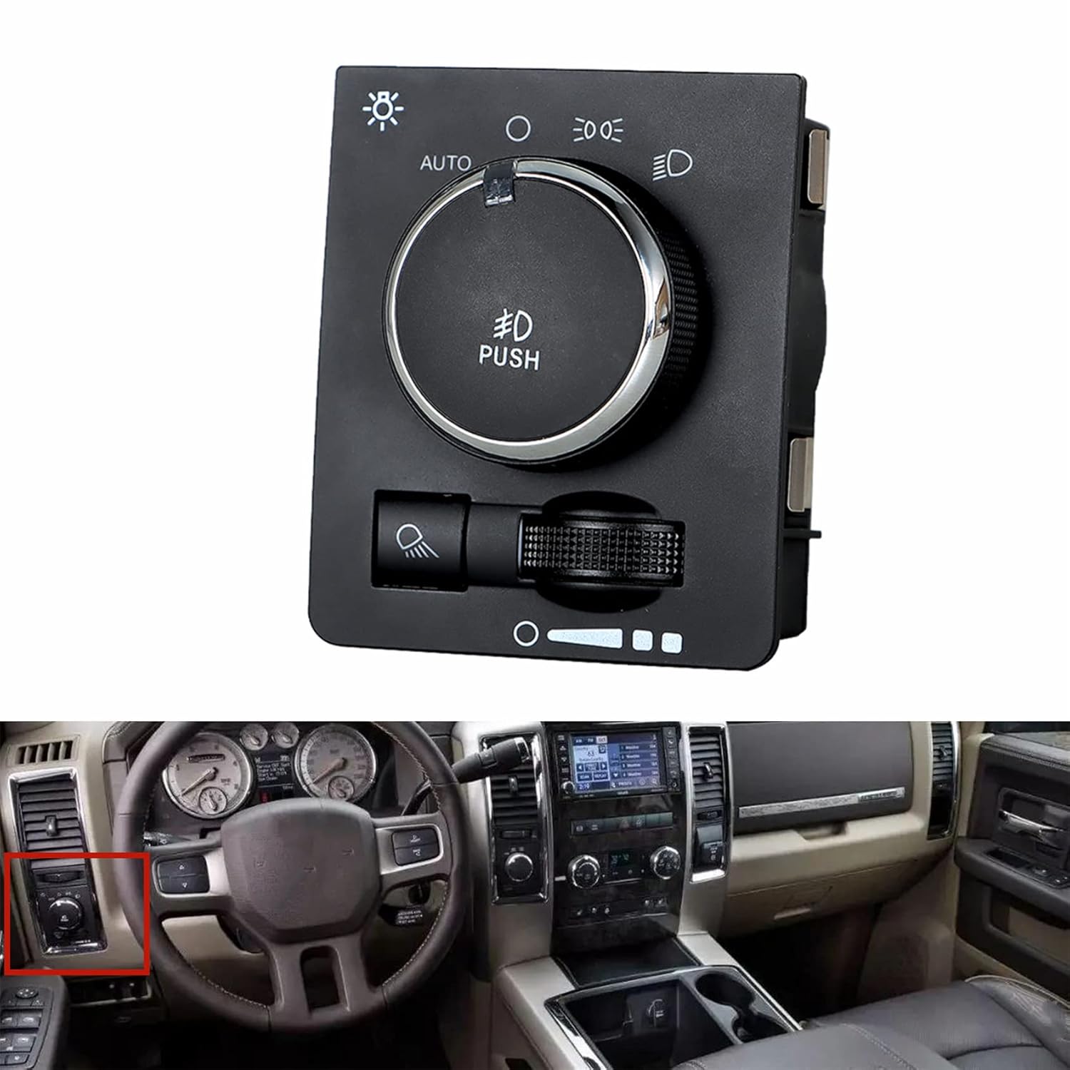 Head Light Fog Lamp Switch Knob 68146507AA Replacement for Ram 1500 2500 3500 4500 5500 2013-2018